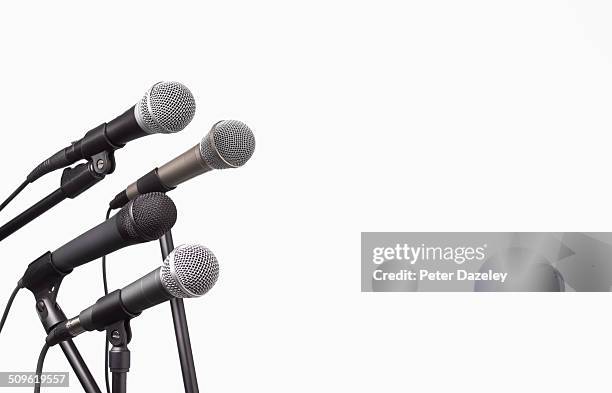 conference microphone on white - dynamic microphone stock pictures, royalty-free photos & images