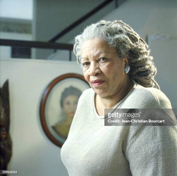 Toni Morrison poses February 2, 2004 in her downtown Manhattan apartment in New York City.