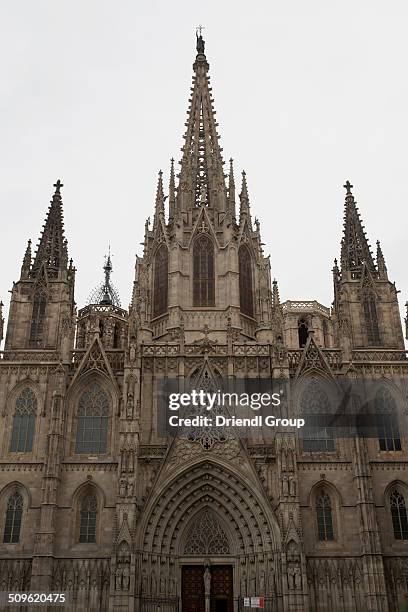 the facade of barcelona cathedral. - barcelona cathedral stock pictures, royalty-free photos & images