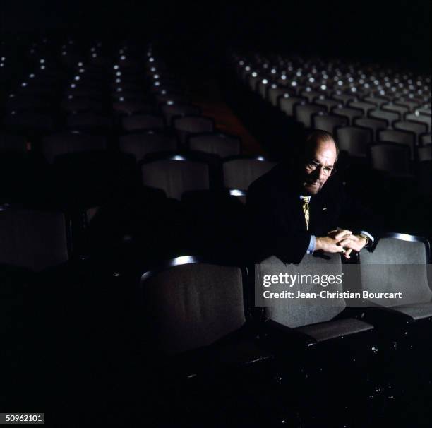 Host James Lipton poses in the Actors Studio Theater November 15, 2002 in New York City. As host of Bravo's Inside The Actors Studio, James Lipton...