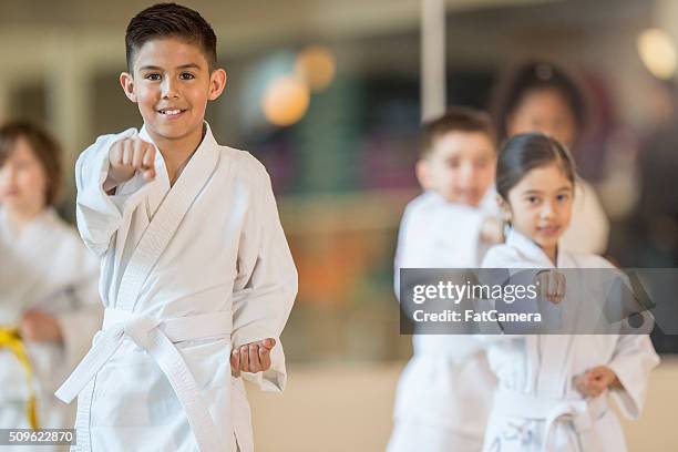 Children Taking A Jujitsu Class, Bildbanksbilder