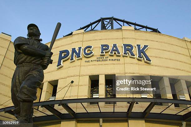 The J.P. "Honus" Wagner statue is in front of the PNC Park before the game between the Los Angeles Dodgers and the Pittsburgh Pirates on May 9, 2004...