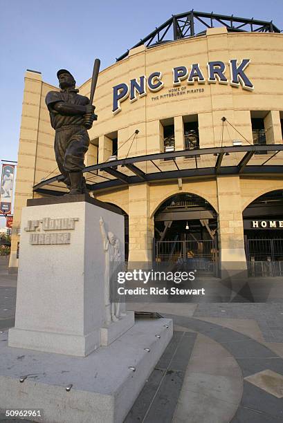 The J.P. "Honus" Wagner statue is in front of the PNC Park before the game between the Los Angeles Dodgers and the Pittsburgh Pirates on May 9, 2004...