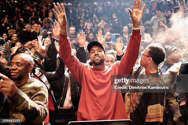 Kanye West performs during Kanye West Yeezy Season 3 on February 11, 2016 in New York City.