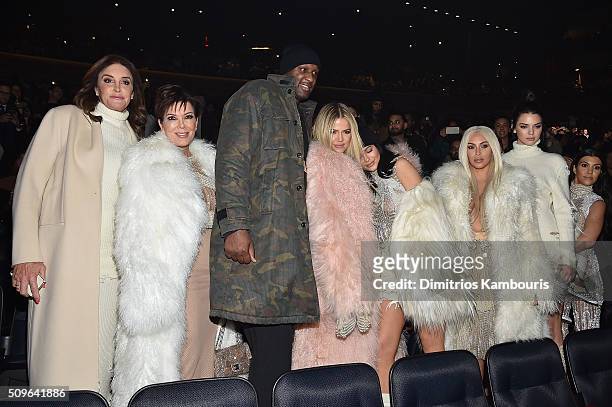 Caitlyn Jenner, Kris Jenner, Lamar Odom, Khloe Kardashian, Kylie Jenner, Kim Kardashian, Kendall Jenner and Kourtney Kardashian attend Kanye West...
