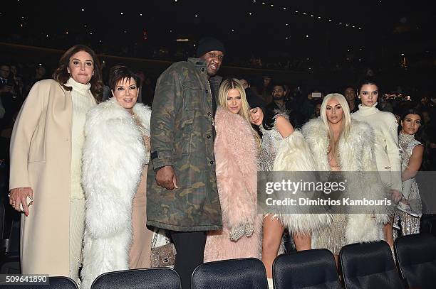 Caitlyn Jenner, Kris Jenner, Lamar Odom, Khloe Kardashian, Kylie Jenner, Kim Kardashian, Kendall Jenner and Kourtney Kardashian attend Kanye West...