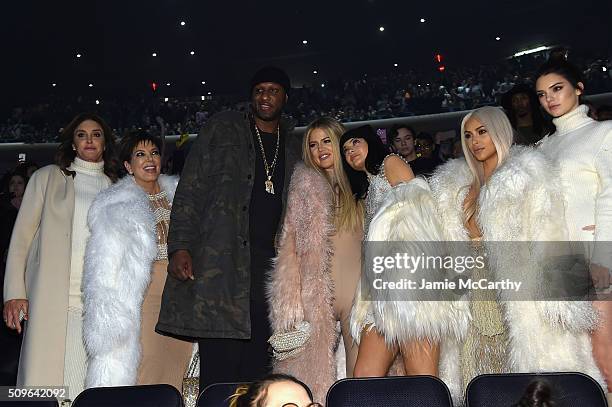 Caitlyn Jenner, Kris Jenner, Lamar Odom, Khloe Kardashian, Kylie Jenner, Kim Kardashian and Kendall Jenner attend Kanye West Yeezy Season 3 on...