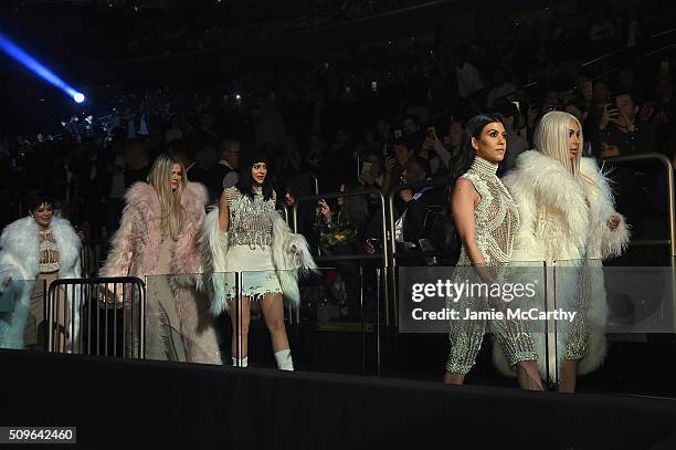 Kris Jenner, Khloe Kardashian, Kylie Jenner, Kourtney Kardashian and Kim Kardashian attend Kanye West Yeezy Season 3 on February 11, 2016 in New York...