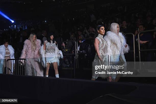 Kris Jenner, Khloe Kardashian, Kylie Jenner, Kourtney Kardashian and Kim Kardashian attend Kanye West Yeezy Season 3 on February 11, 2016 in New York...