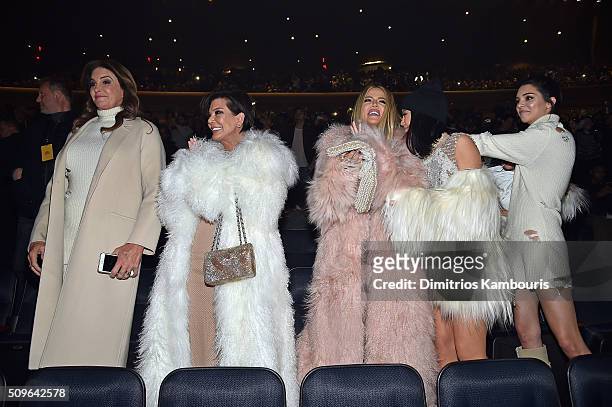 Caitlyn Jenner, Kris Jenner, Khloe Kardashian, Kylie Jenner and Kendall Jenner attend Kanye West Yeezy Season 3 on February 11, 2016 in New York City.