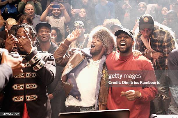 Kanye West performs during Kanye West Yeezy Season 3 on February 11, 2016 in New York City.