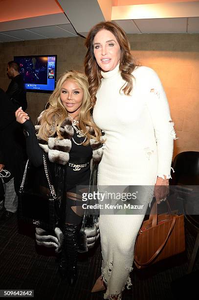 Lil' Kim and Caitlyn Jenner attend Kanye West Yeezy Season 3 at Madison Square Garden on February 11, 2016 in New York City.
