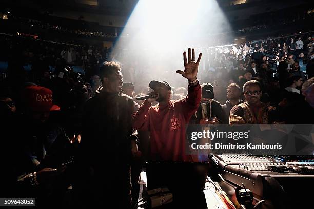 Kanye West performs during Kanye West Yeezy Season 3 on February 11, 2016 in New York City.