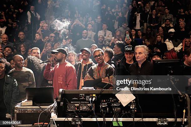 Kanye West performs during Kanye West Yeezy Season 3 on February 11, 2016 in New York City.