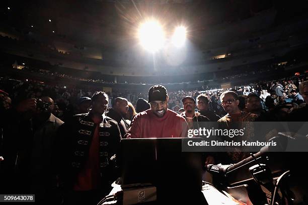 Kanye West performs during Kanye West Yeezy Season 3 on February 11, 2016 in New York City.