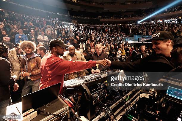 Kanye West performs during Kanye West Yeezy Season 3 on February 11, 2016 in New York City.