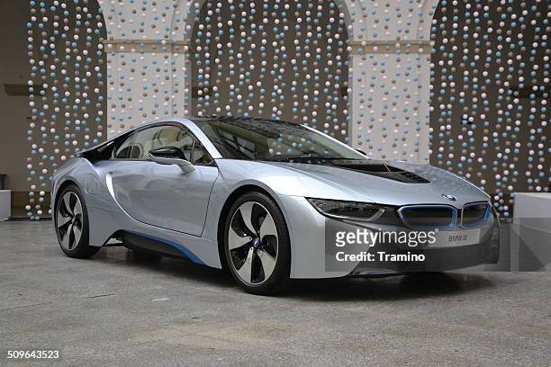 bmw i8 at the press launch - bmw stock pictures, royalty-free photos & images