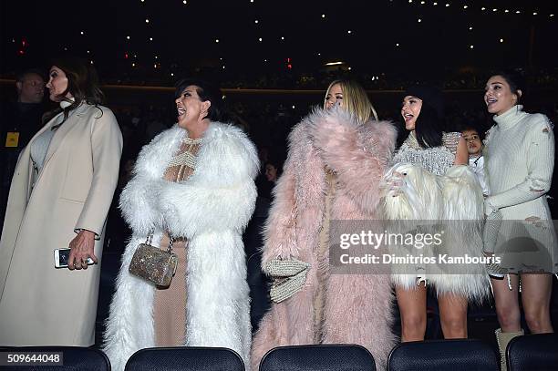 Caitlyn Jenner, Kris Jenner, Khloe Kardashian, Kylie Jenner and Kendall Jenner attend Kanye West Yeezy Season 3 on February 11, 2016 in New York City.