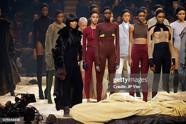 Model Naomi Campbell appears onstage during Kanye West Yeezy Season 3 on February 11, 2016 in New York City.