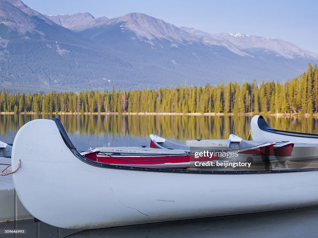 Canoes at Mountain Lake