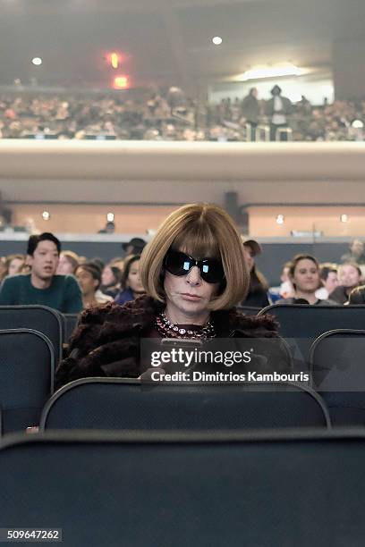 Editor-in-chief of American Vogue, Anna Wintour attends Kanye West Yeezy Season 3 on February 11, 2016 in New York City.