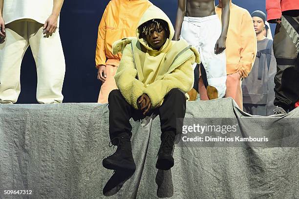 Rapper Ian Connor poses during Kanye West Yeezy Season 3 on February 11, 2016 in New York City.