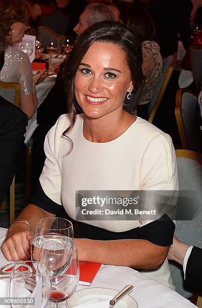 Pippa Middleton attends a drinks reception during the British Heart Foundation: Roll Out The Red Ball at The Savoy Hotel on February 11, 2016 in...