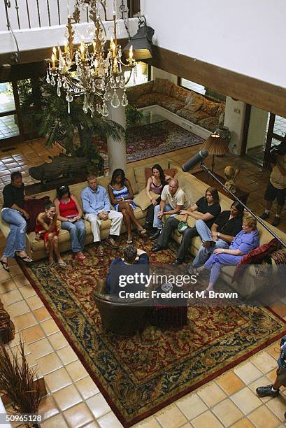 The cast of Pax Television's new reality series "Cold Turkey" attends the press conference at the Cold Turkey House on June 15, 2004 in Calabasas,...
