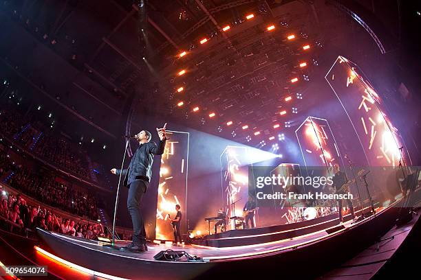 German singer Andreas Bourani performs live during a concert at the Max-Schmeling-Halle on February 11, 2016 in Berlin, Germany.