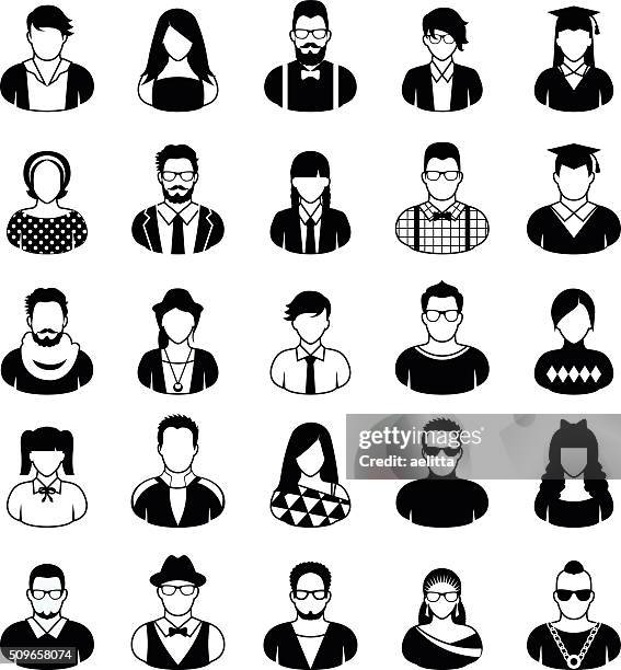 junge menschen – symbol-set - torso stock-grafiken, -clipart, -cartoons und -symbole