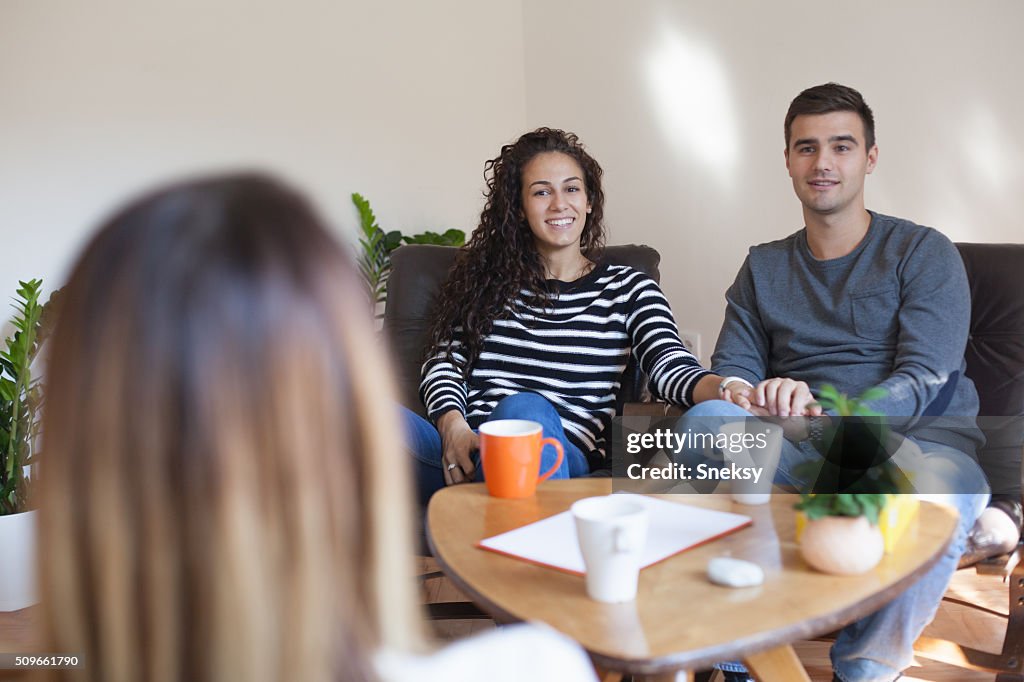 Marriage Therapy. Couple Talking to Counselor