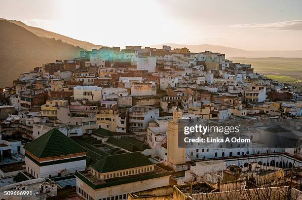 sunset over a small moroccan village - meknes stock pictures, royalty-free photos & images