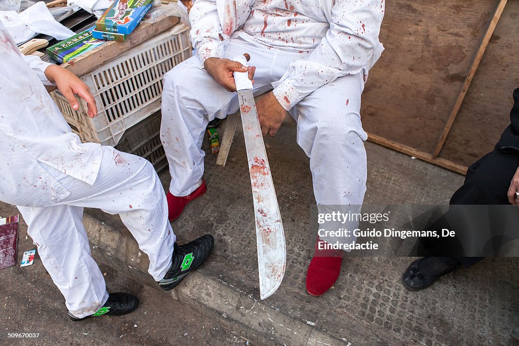 Muslim man with bloody sword, Ashura Day (Lebanon)