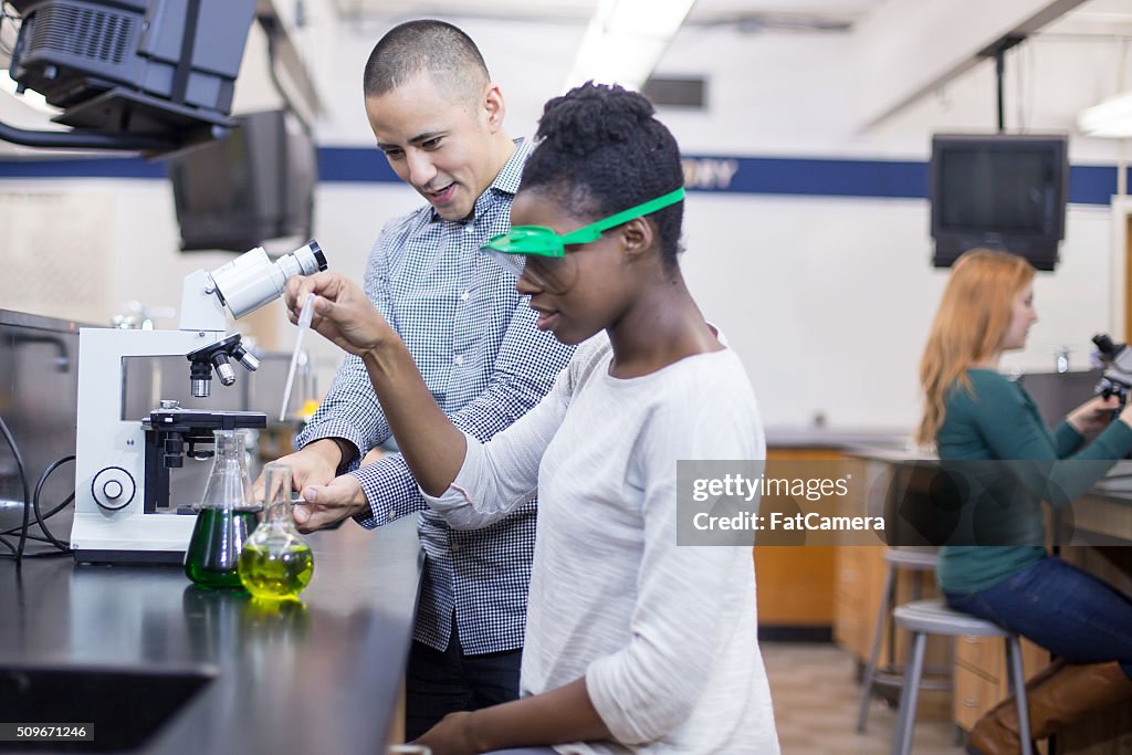 Students studying science and chemistry