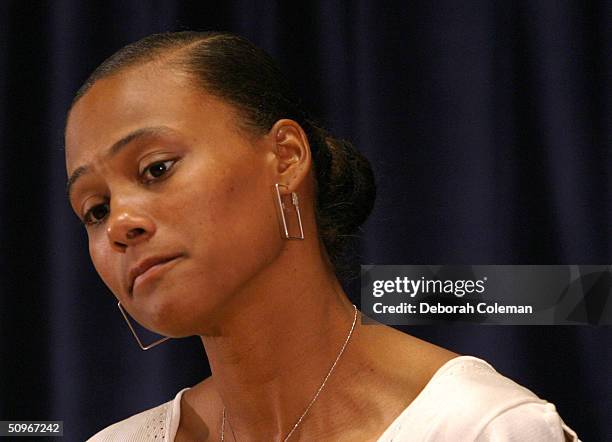 Olympic Track and Field Gold Medal winner Marion Jones publicly denies allegations of her using performance enhancing drugs and states she plans go...