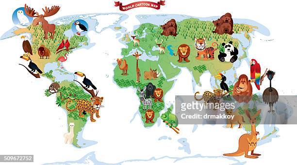 animal map - toucan stock illustrations