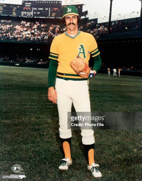 Pitcher Rollie Fingers of the Oakland Athletics poses for a portrait. Fingers played for the A's from 1968-1976.