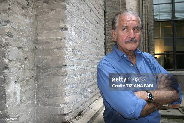Mexican writer Carlos Fuentes poses 17 June 2004 in Rome, where he is attending a literature contest. AFP PHOTO/Tiziana FABI