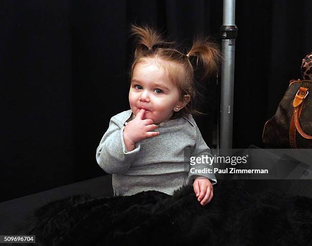 Model prepares backstage at the Rookie USA Presents Kids Rock! Fall 2016 New York Fashion Week: The Shows at Skylight at Moynihan Station on February...