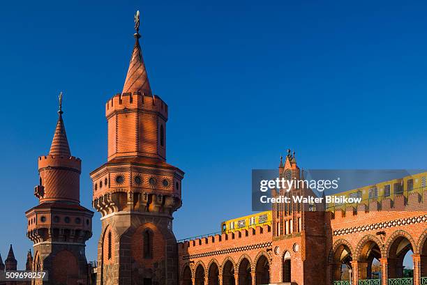 germany, berlin, friendrichshain - oberbaumbruecke stock pictures, royalty-free photos & images