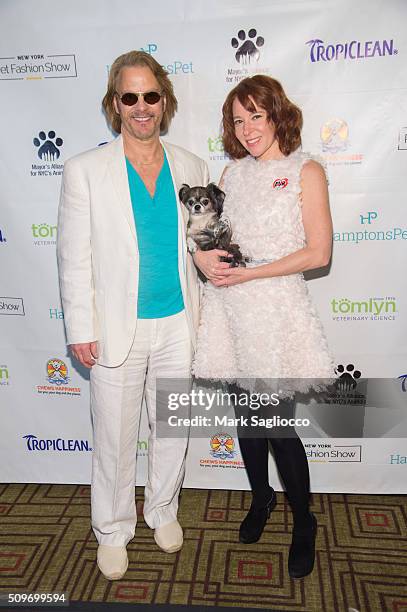 Pet Media PR Gregg Oehler and Pelush Designer Anna Tagliabue attends the 12th Annual NY Pet Fashion Show at Hotel Pennsylvania on February 11, 2016...