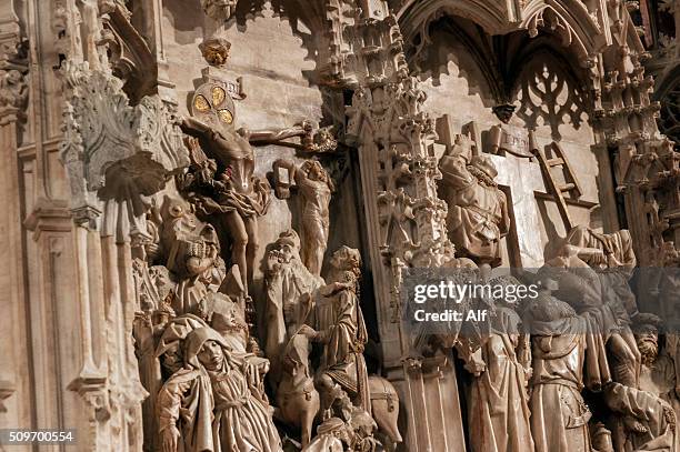 altarpiece of the basilica of santa maria in castello d'empúries - virgen de la candelaria fiesta stock pictures, royalty-free photos & images