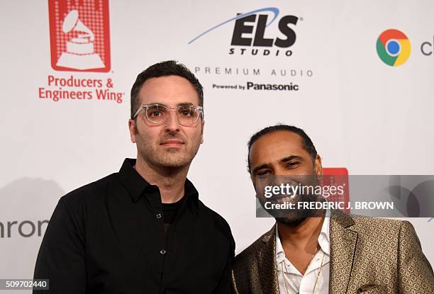 Charles Moniz and Boo Mitchell pose on arrival at the ninth annual Grammy Week Event presented by The Recording Academy Producers & Engineers Wing on...