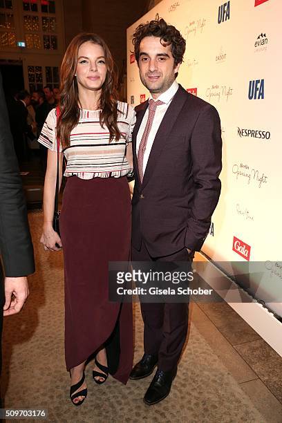 Yvonne Catterfeld and her partner Oliver Wnuk during the 'Berlin Opening Night of GALA & UFA Fiction' at Das Stue Hotel on February 11, 2016 in...