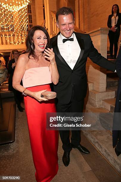 Iris Berben and her partner Heiko Kiesow during the 'Berlin Opening Night of GALA & UFA Fiction' at Das Stue Hotel on February 11, 2016 in Berlin,...