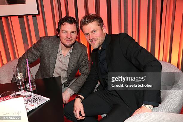 Felix Klare and Jens Atzorn during the 'Berlin Opening Night of GALA & UFA Fiction' at Das Stue Hotel on February 11, 2016 in Berlin, Germany.
