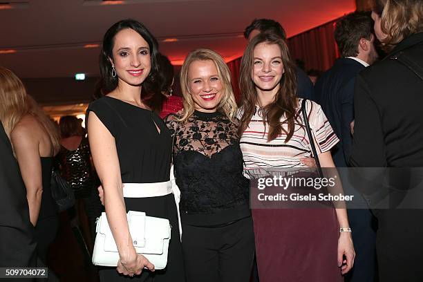 Stephanie Stumph, Nova Meierhenrich and Yvonne Catterfeld during the 'Berlin Opening Night of GALA & UFA Fiction' at Das Stue Hotel on February 11,...