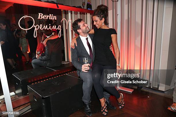 Kai Schumann and his girlfriend Marva Schreiber during the 'Berlin Opening Night of GALA & UFA Fiction' at Das Stue Hotel on February 11, 2016 in...