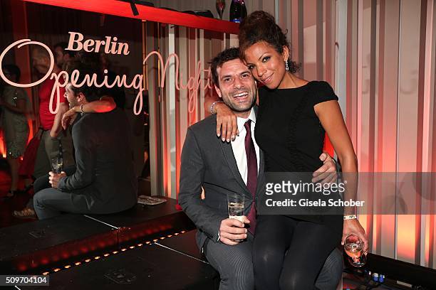 Kai Schumann and his girlfriend Marva Schreiber during the 'Berlin Opening Night of GALA & UFA Fiction' at Das Stue Hotel on February 11, 2016 in...
