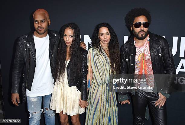 Twin Shadow, Zoe Kravitz, Lisa Bonet and Lenny Kravitz arrives at the SAINT LAURENT At The Palladium at Hollywood Palladium on February 10, 2016 in...